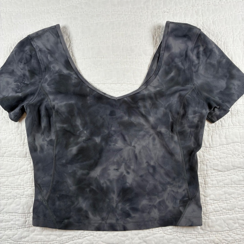 Lululemon Align T-Shirt Diamond Dye Pitch Grey Graphite Nulu Crop Top 8 Yoga Gym
